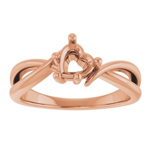 18K Rose Gold 5.5x5.5 mm Heart Ring Mounting – image 6