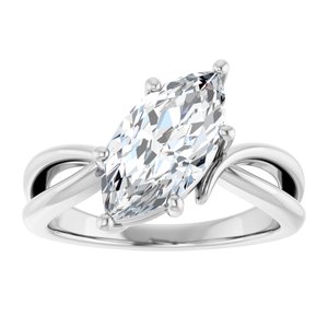 18K White Gold 13x6.5 mm Marquise Ring Mounting – image 5