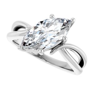 14K White Gold 13x6.5 mm Marquise Ring Mounting – image 8