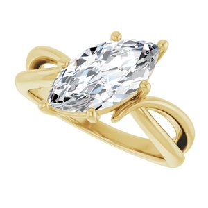 10K Yellow Gold 13x6.5 mm Marquise Ring Mounting – image 8
