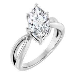 10K White Gold 13x6.5 mm Marquise Ring Mounting