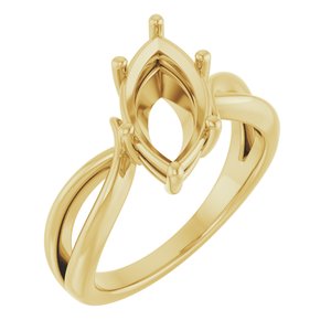 14K Yellow Gold 13x6.5 mm Marquise Ring Mounting – image 2