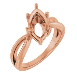 14K Rose Gold 13x6.5 mm Marquise Ring Mounting – image 2
