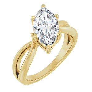 14K Yellow Gold 13x6.5 mm Marquise Ring Mounting