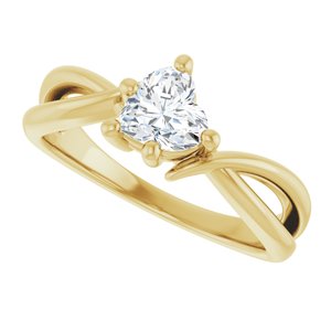 10K Yellow Gold 5.5x5.5 mm Heart Ring Mounting – image 8