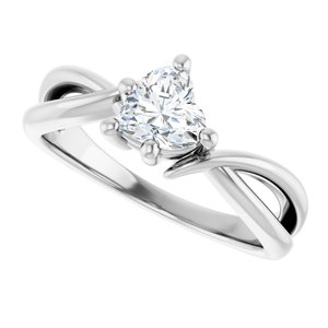 14K X1 White Gold 5.5x5.5 mm Heart Ring Mounting – image 8