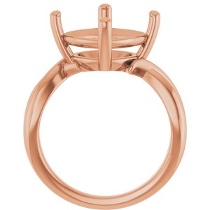 10K Rose Gold 11x11 mm Cushion Ring Mounting – image 4