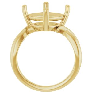 10K Yellow Gold 11x11 mm Cushion Ring Mounting – image 4