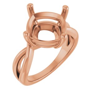 10K Rose Gold 11x11 mm Cushion Ring Mounting – image 2