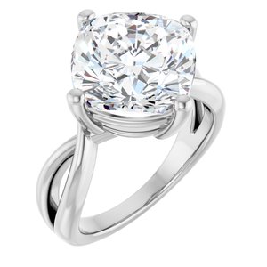 14K White Gold 11x11 mm Cushion Ring Mounting