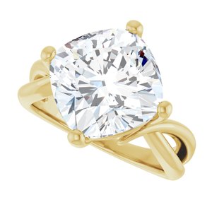 18K Yellow Gold 11x11 mm Cushion Ring Mounting – image 8