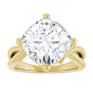 14K Yellow Gold 11x11 mm Cushion Ring Mounting – image 5