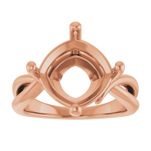 10K Rose Gold 11x11 mm Cushion Ring Mounting – image 6