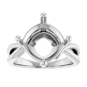 Sterling Silver 11x11 mm Cushion Ring Mounting – image 6
