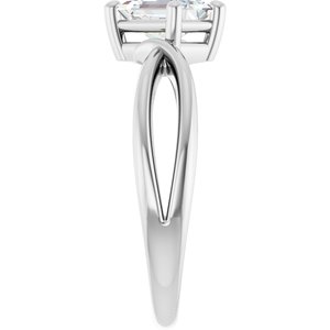 10K White Gold 6.5x4.5 mm Emerald Ring Mounting – image 7