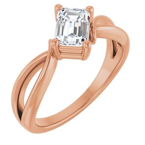 10K Rose Gold 6.5x4.5 mm Emerald Ring Mounting