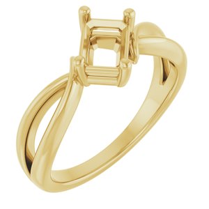 14K Yellow Gold 6.5x4.5 mm Emerald Ring Mounting – image 2