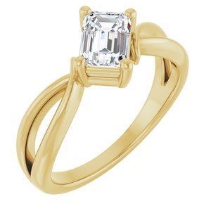 14K Yellow Gold 6.5x4.5 mm Emerald Ring Mounting