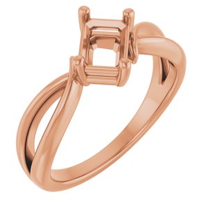 10K Rose Gold 6.5x4.5 mm Emerald Ring Mounting – image 2