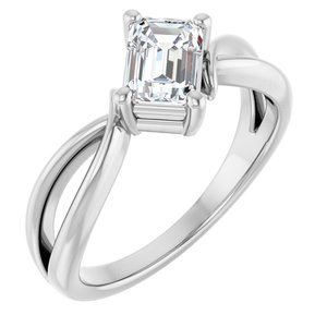 10K White Gold 6.5x4.5 mm Emerald Ring Mounting