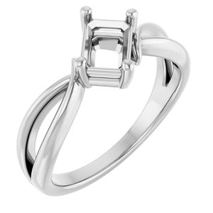 Continuum Sterling Silver 6.5x4.5 mm Emerald Ring Mounting – image 2