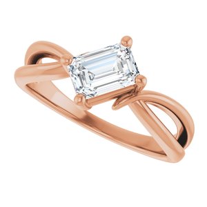 10K Rose Gold 6.5x4.5 mm Emerald Ring Mounting – image 8