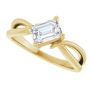 14K Yellow Gold 6.5x4.5 mm Emerald Ring Mounting – image 8