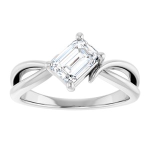 14K White Gold 6.5x4.5 mm Emerald Ring Mounting – image 5