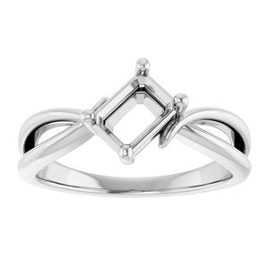 14K White Gold 6.5x4.5 mm Emerald Ring Mounting – image 6