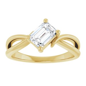 14K Yellow Gold 6.5x4.5 mm Emerald Ring Mounting – image 5