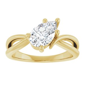 10K Yellow Gold 9x5.5 mm Pear Ring Mounting – image 5