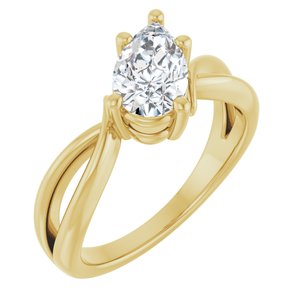 18K Yellow Gold 9x5.5 mm Pear Ring Mounting