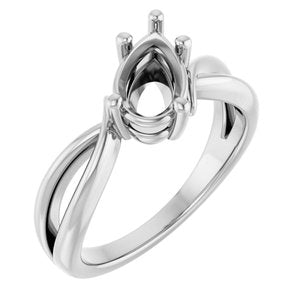 14K X1 White Gold 9x5.5 mm Pear Ring Mounting – image 2