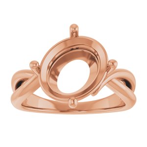 10K Rose Gold 12x10 mm Oval Ring Mounting – image 6