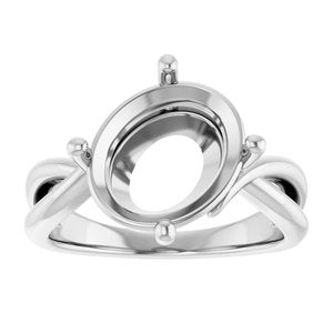 10K White Gold 12x10 mm Oval Ring Mounting – image 6