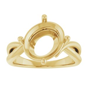 18K Yellow Gold 12x10 mm Oval Ring Mounting – image 6
