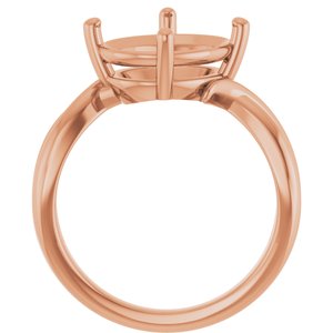 10K Rose Gold 12x10 mm Oval Ring Mounting – image 4