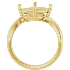 18K Yellow Gold 12x10 mm Oval Ring Mounting – image 4