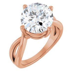 10K Rose Gold 12x10 mm Oval Ring Mounting