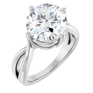 14K White Gold 12x10 mm Oval Ring Mounting