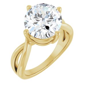 14K Yellow Gold 12x10 mm Oval Ring Mounting