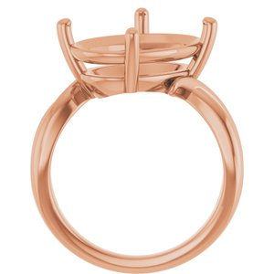 18K Rose Gold 16x12 mm Oval Ring Mounting – image 4