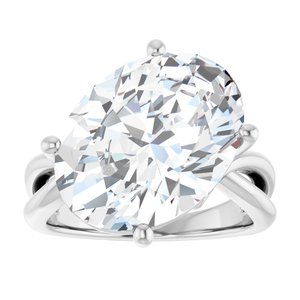 14K X1 White Gold 16x12 mm Oval Ring Mounting – image 5