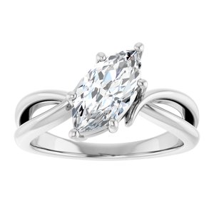10K White Gold 11x5.5 mm Marquise Ring Mounting – image 5