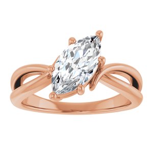 14K Rose Gold 11x5.5 mm Marquise Ring Mounting – image 5