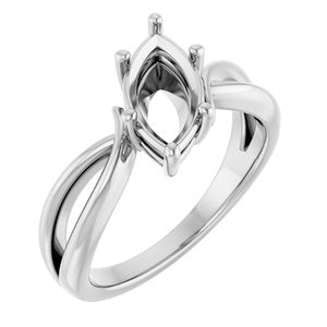 10K White Gold 11x5.5 mm Marquise Ring Mounting – image 2