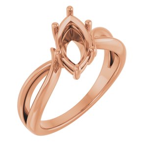 14K Rose Gold 11x5.5 mm Marquise Ring Mounting – image 2