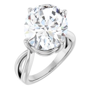 18K White Gold 16x12 mm Oval Ring Mounting