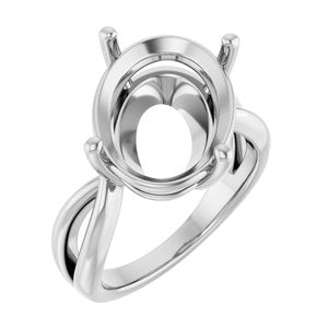 14K White Gold 16x12 mm Oval Ring Mounting – image 2
