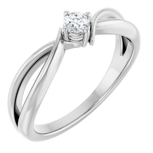 14K White Gold 3.2 mm Round Ring Mounting